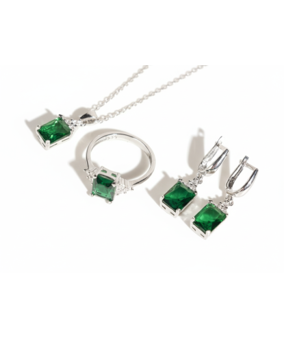 Zia Silver Emerald Women Set