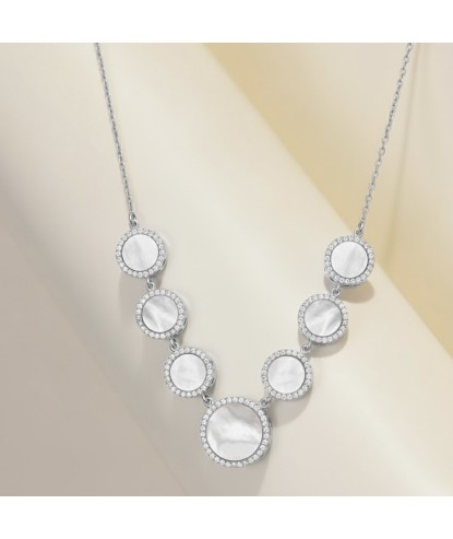 Zia Mother of Pearl & CZ Round Necklace | 925 Sterling Silver