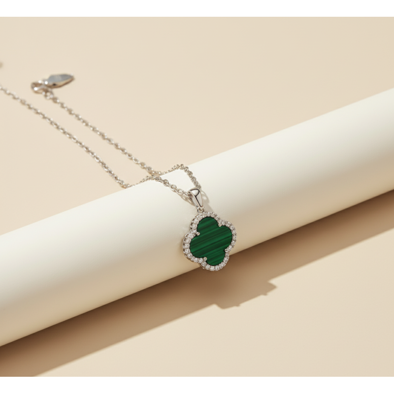 Zia Malachite Zircon Stone Charm Necklace Zia Malachite Zircon Stone Charm Necklace