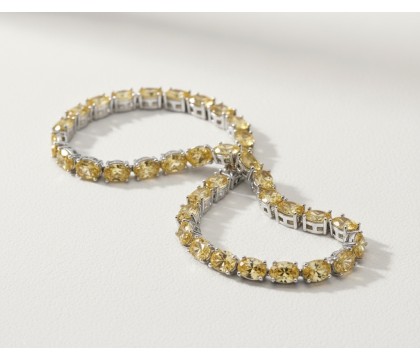 Zia Oval Citrine CZ Tennis Bracelet | 925 Sterling Silver