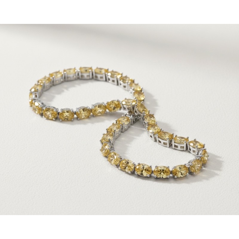 Zia Oval Citrine CZ Tennis Bracelet | 925 Sterling Silver