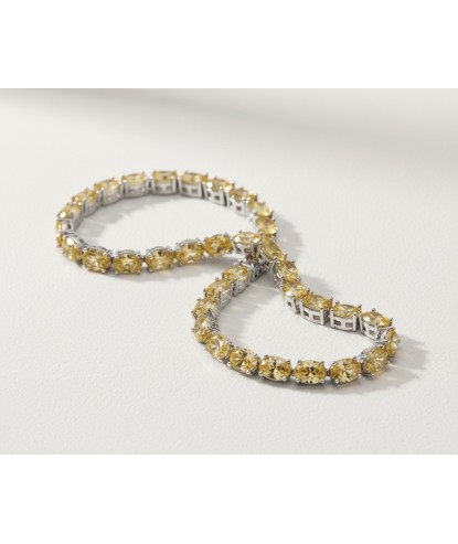 Zia Oval Citrine CZ Tennis Bracelet | 925 Sterling Silver
