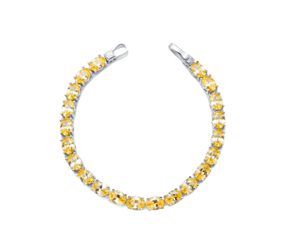 Zia Oval Citrine CZ Tennis Bracelet | 925 Sterling Silver