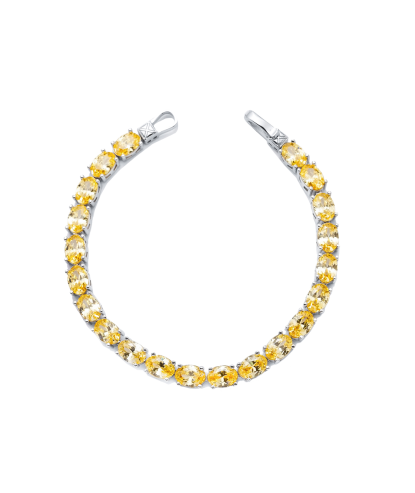 Zia Oval Citrine CZ Tennis Bracelet | 925 Sterling Silver