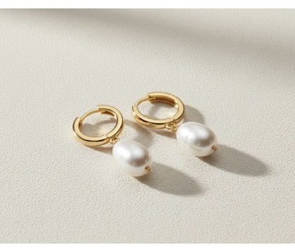 Zia Single Pearl Charm Silver Dangle Earring