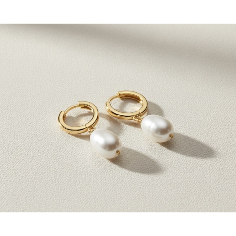 Zia Single Pearl Charm Silver Dangle Earring Zia Single Pearl Charm Silver Dangle Earring