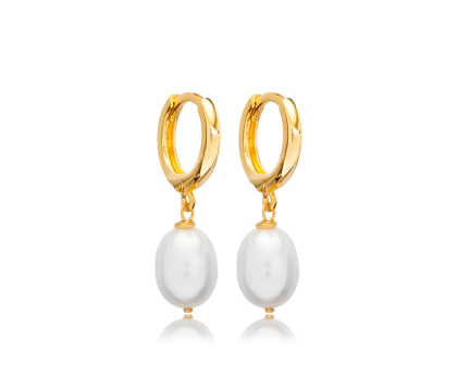 Zia Single Pearl Charm Silver Dangle Earring