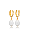 Zia Single Pearl Charm Silver Dangle Earring Zia Single Pearl Charm Silver Dangle Earring
