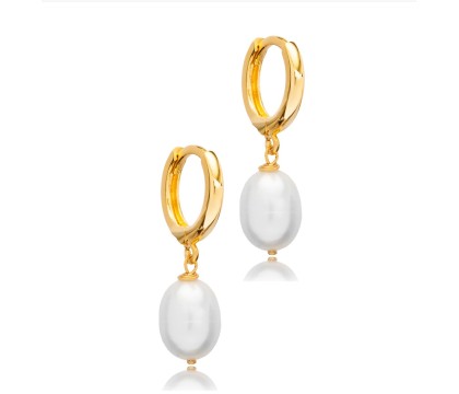 Zia Single Pearl Charm Silver Dangle Earring