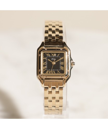 Zia Ladies Gold Watch – Black Dial, Quartz, 24 mm