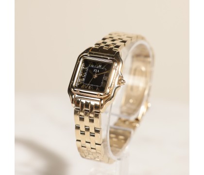 Zia Ladies Gold Watch – Black Dial, Quartz, 24 mm