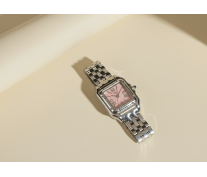 Zia Ladies Silver Watch – Pink Dial, Quartz, 24 mm