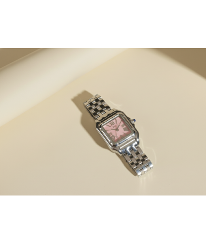 Zia Ladies Silver Watch – Pink Dial, Quartz, 24 mm