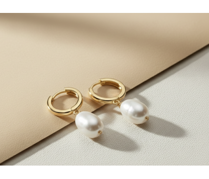 Zia Single Pearl Charm Silver Dangle Earring