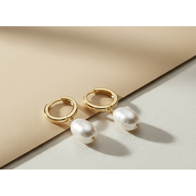 Zia Single Pearl Charm Silver Dangle Earring Zia Single Pearl Charm Silver Dangle Earring