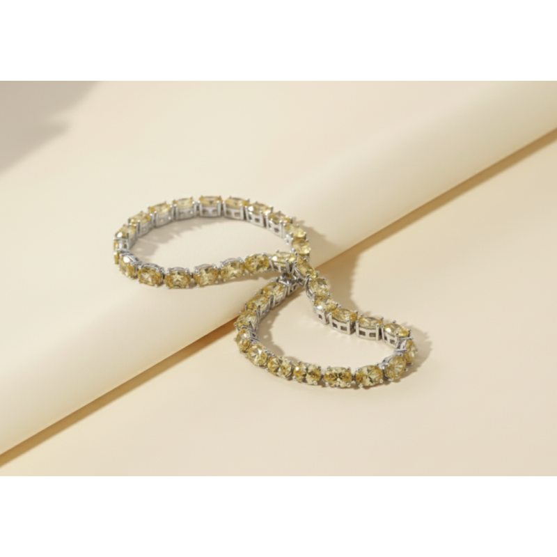 Zia Oval Citrine CZ Tennis Bracelet | 925 Sterling Silver Zia Oval Citrine CZ Tennis Bracelet | 925 Sterling Silver