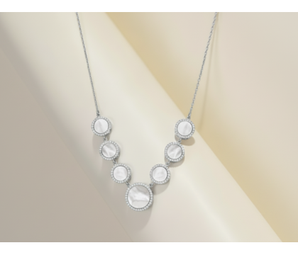 Zia Mother of Pearl & CZ Round Necklace | 925 Sterling Silver