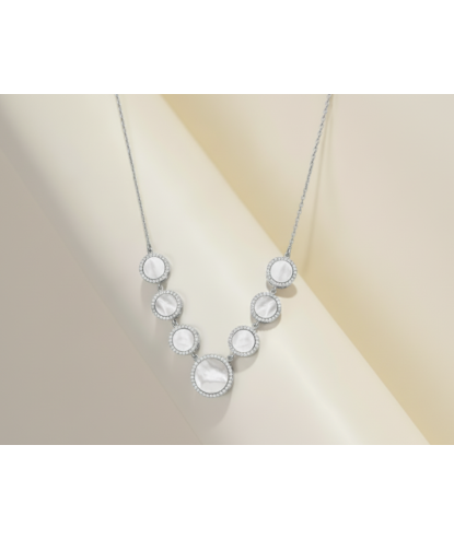 Zia Mother of Pearl & CZ Round Necklace | 925 Sterling Silver