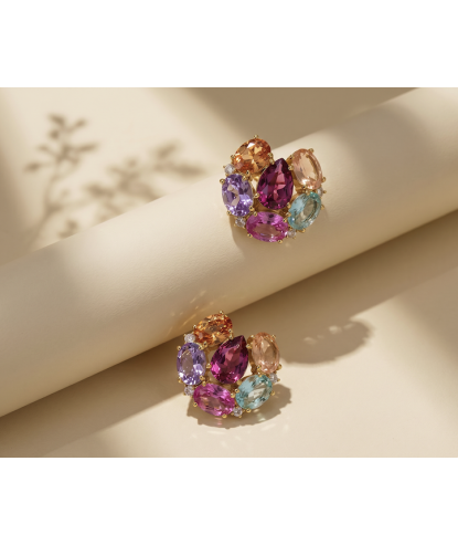 Zia The Mojito Multi Button Stud Earrings