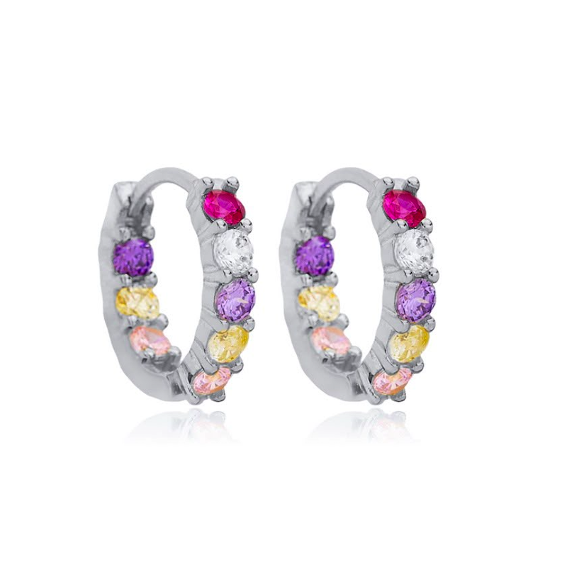 Zia Mixstone Colorful Drop Cuff Stud Earrings 925 Silver Zia Mixstone Colorful Drop Cuff Stud Earrings 925 Silver