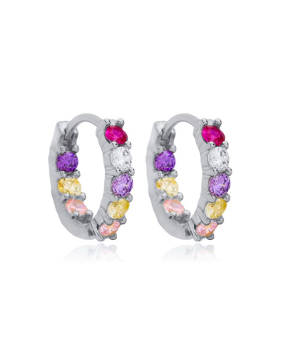 Zia Mixstone Colorful Drop Cuff Stud Earrings 925 Silver