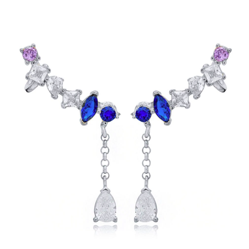 Zia Summer  Huggie Hoop Earrings 925 Silver