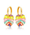 Zia Summer Palm Leaf Hoop Earrings 22 K Gold Plated Zia Summer Palm Leaf Hoop Earrings 22 K Gold Plated