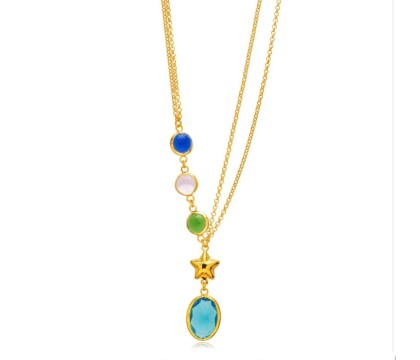 Zia Handcrafted Summer Layered Necklace 22 K Gold Plated