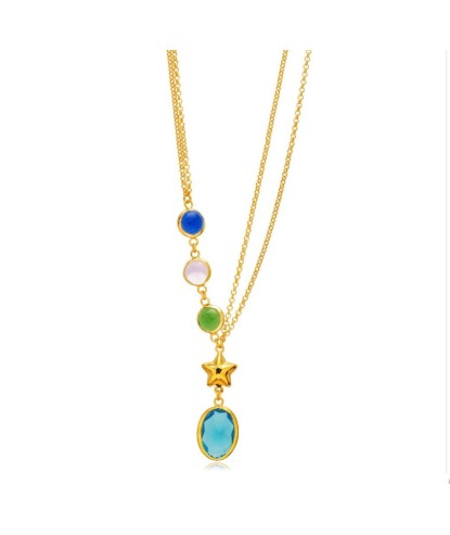 Zia Handcrafted Summer Layered Necklace 22 K Gold Plated