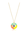 Zia Summer Evil Eye Colorful  Pendant Necklace 22 K Gold Plated