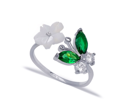 Zia Summer Adjustable Butterfly Ring 925 Silver