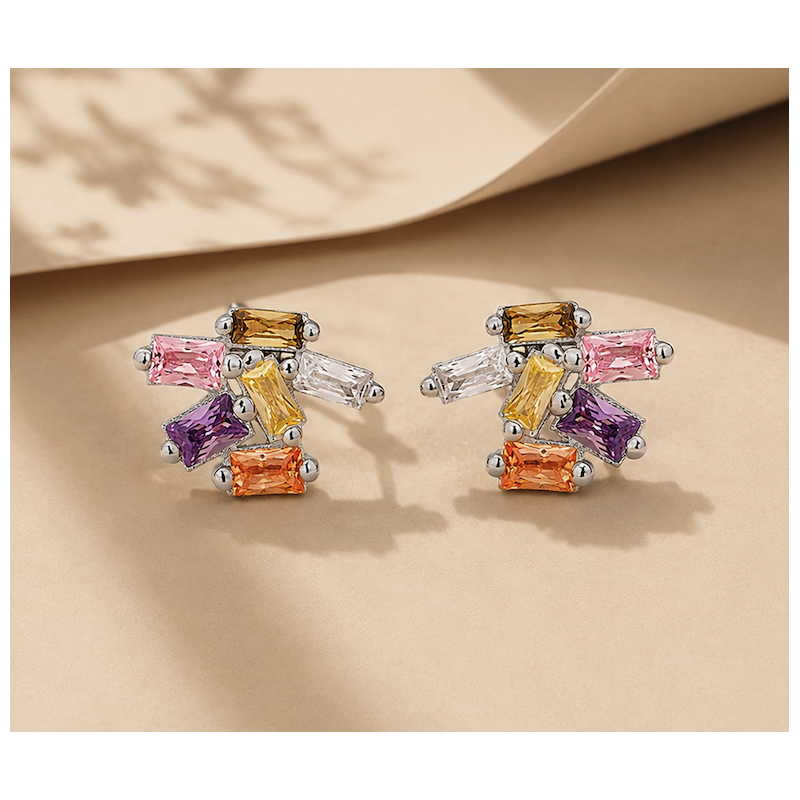 Zia Handcrafted Mix Stone Earrings 925 Silver Zia Handcrafted Mix Stone Earrings 925 Silver