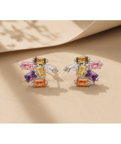 Zia Handcrafted Mix Stone Earrings 925 Silver