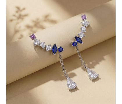 Zia Summer  Huggie Hoop Earrings 925 Silver
