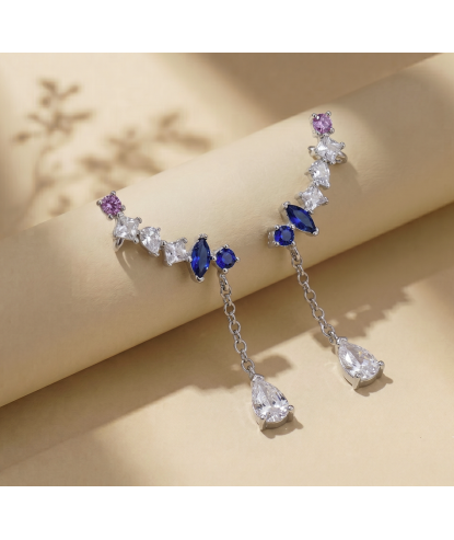 Zia Summer  Huggie Hoop Earrings 925 Silver