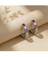 Zia Mixstone Colorful Drop Cuff Stud Earrings