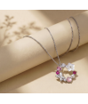 Zia Summer Flower Butterfly Round Charm Pendant Necklac 925  Silver