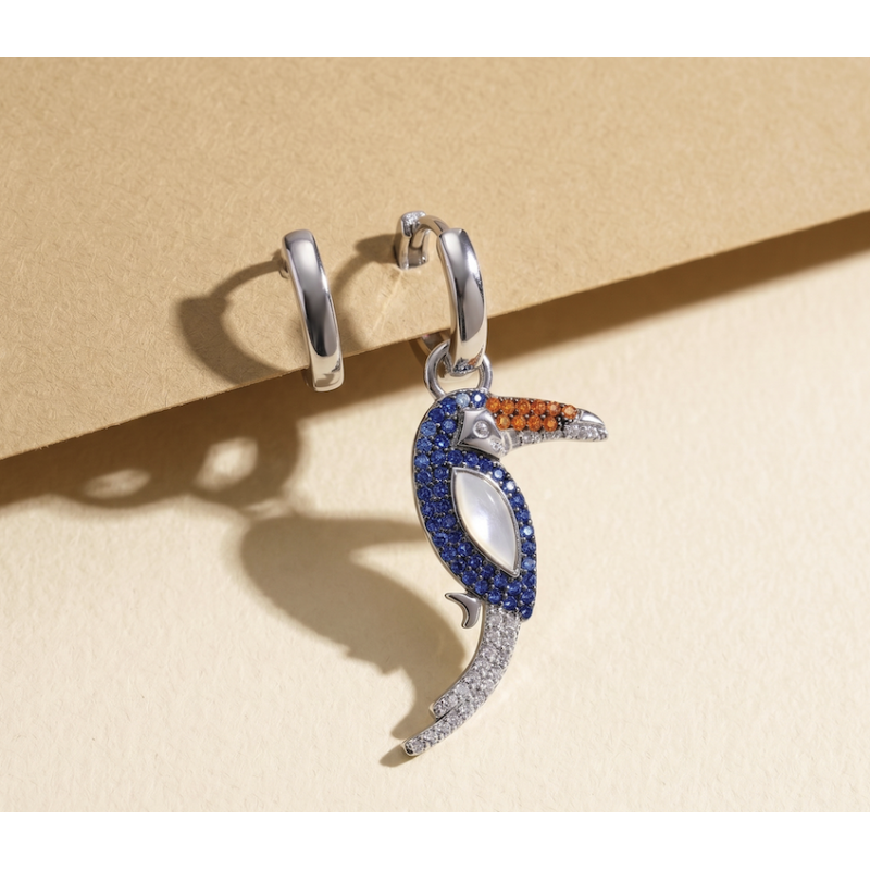 Zia Handcrafted Toucan Charm Hoop Earring