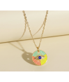 Zia Summer Evil Eye Colorful  Pendant Necklace 22 K Gold Plated