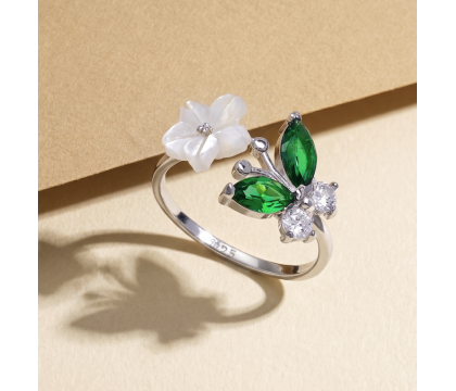 Zia Summer Adjustable Butterfly Ring 925 Silver