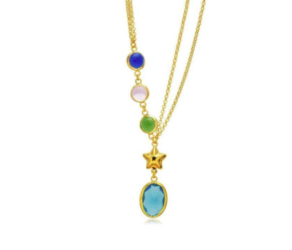Zia Handcrafted Summer Layered Necklace 22 K Gold Plated