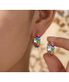 Zia Summer Neon Chevron Enamel Huggie Hoop Earrings,