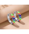 Zia Summer Neon Chevron Enamel Huggie Hoop Earrings,